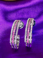 City Girl Shimmer Rhodium-Plated Elegant Curve Design Studs