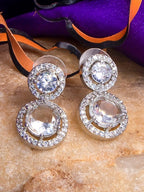 City Girl AD Rhodium-Plated CZ Stone Stud Earrings for Women and Girls