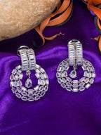 City Girl AD Rhodium-Plated CZ Stone Stud Silver Earrings for Women and Girls