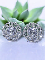 City Girl Cz Stone Rhodium Plated Western  Silver Stud Earring.