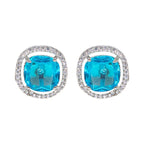 City Girl Brass Rhodium-Plated Scarlet Aura CZ Studs
