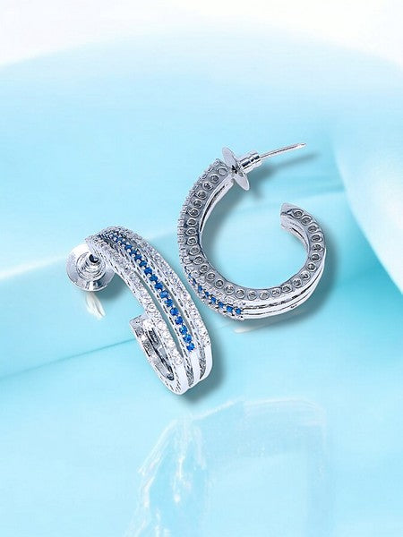 City Girl Shimmer Rhodium-Plated Elegant Curve Design Studs