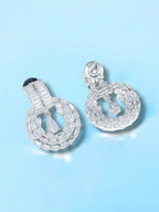 City Girl AD Rhodium-Plated CZ Stone Stud Silver Earrings for Women and Girls