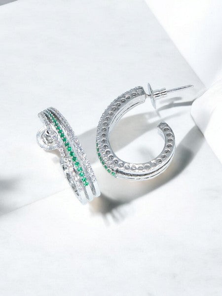 City Girl Shimmer Rhodium-Plated Elegant Curve Design Studs