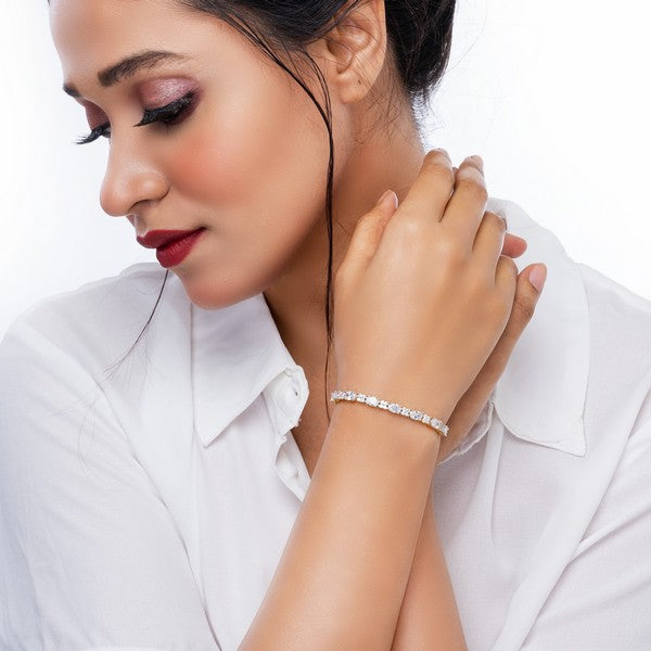 City Girl AD Brass Black Rose-Plated Carved Design Bracelet with Adjustable Chain (Free Size)