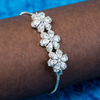 City Girl AD Brass Black Rose-Plated Stone-Studded Bracelet with Adjustable Chain (Free Size)
