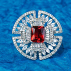 City Girl Brass Rhodium-Plated CZ Cocktail Circle Ring (Free Size)