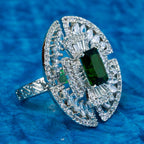 City Girl Brass Rhodium-Plated CZ Cocktail Circle Ring (Free Size)