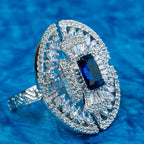 City Girl Brass Rhodium-Plated CZ Cocktail Circle Ring (Free Size)