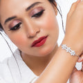 City Girl AD Brass Black Rose-Plated Stone-Studded Bracelet with Adjustable Chain (Free Size)