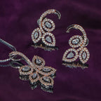 City Girl AD Brass Gold Plated Elegant Bloom Pendant Set