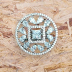 City Girl Brass Cz stone Studded Rhodium Plated Cocktail Finge Silver Round Ring. (Free Size)