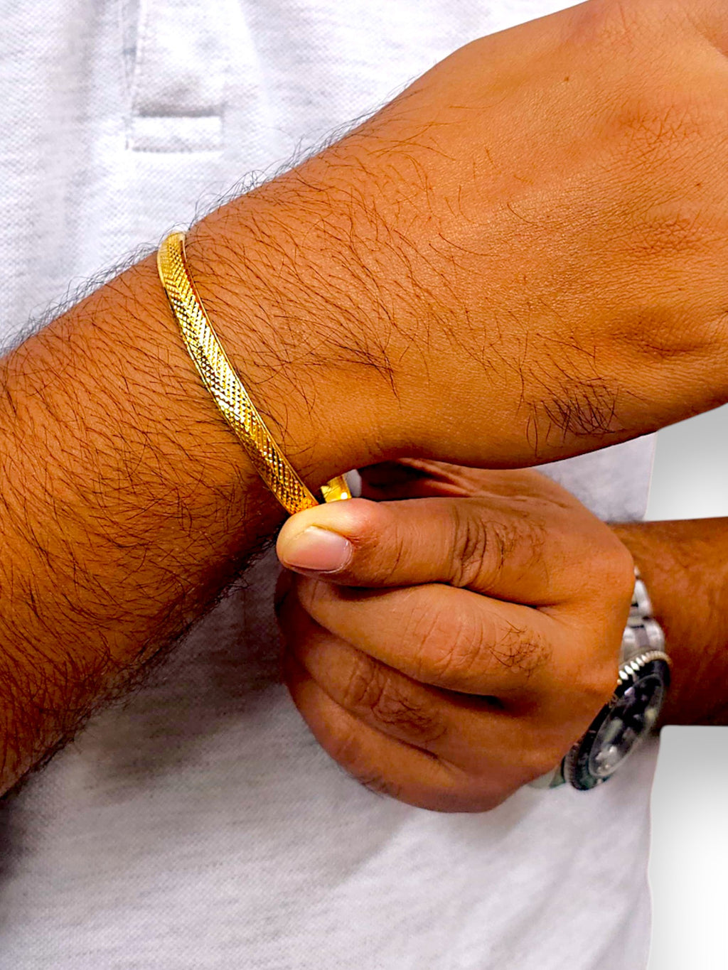 City Girl 24ct Gold Plated Anti Tarnish Iron Kada Bangle Bracelet for Men and Boys. (1 Pc) (KADA 108)