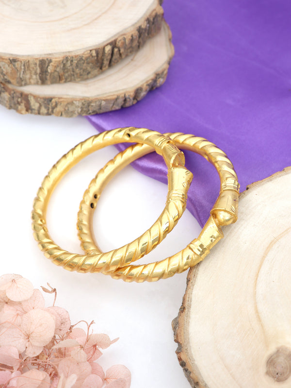 City Girl Traditional Handcrafted Anti Tarnish 24ct Gold Plated Copper Bangle KADA Set For Women and Girls. (2 pcs) (FB 361)