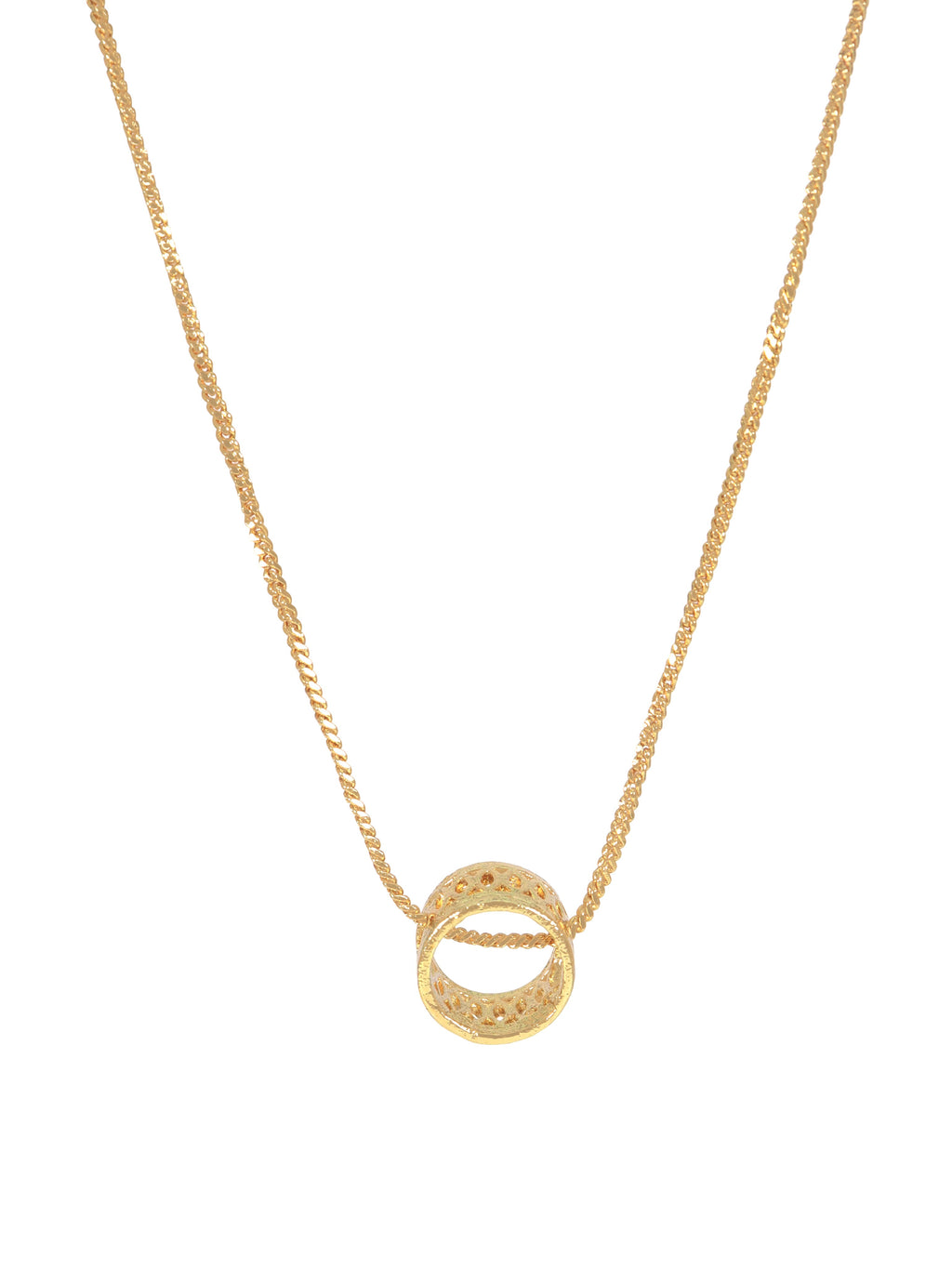 City Girl 18 Ct Gold Micro Plated Chain with  Circular Ring Pendant for Girls | 18 Inch Minimal Necklace | Lightweight Elegant Daily Wear| 18 Ct Finish|Copper Base Metal | Minimalist Everyday Wear Gold Necklace