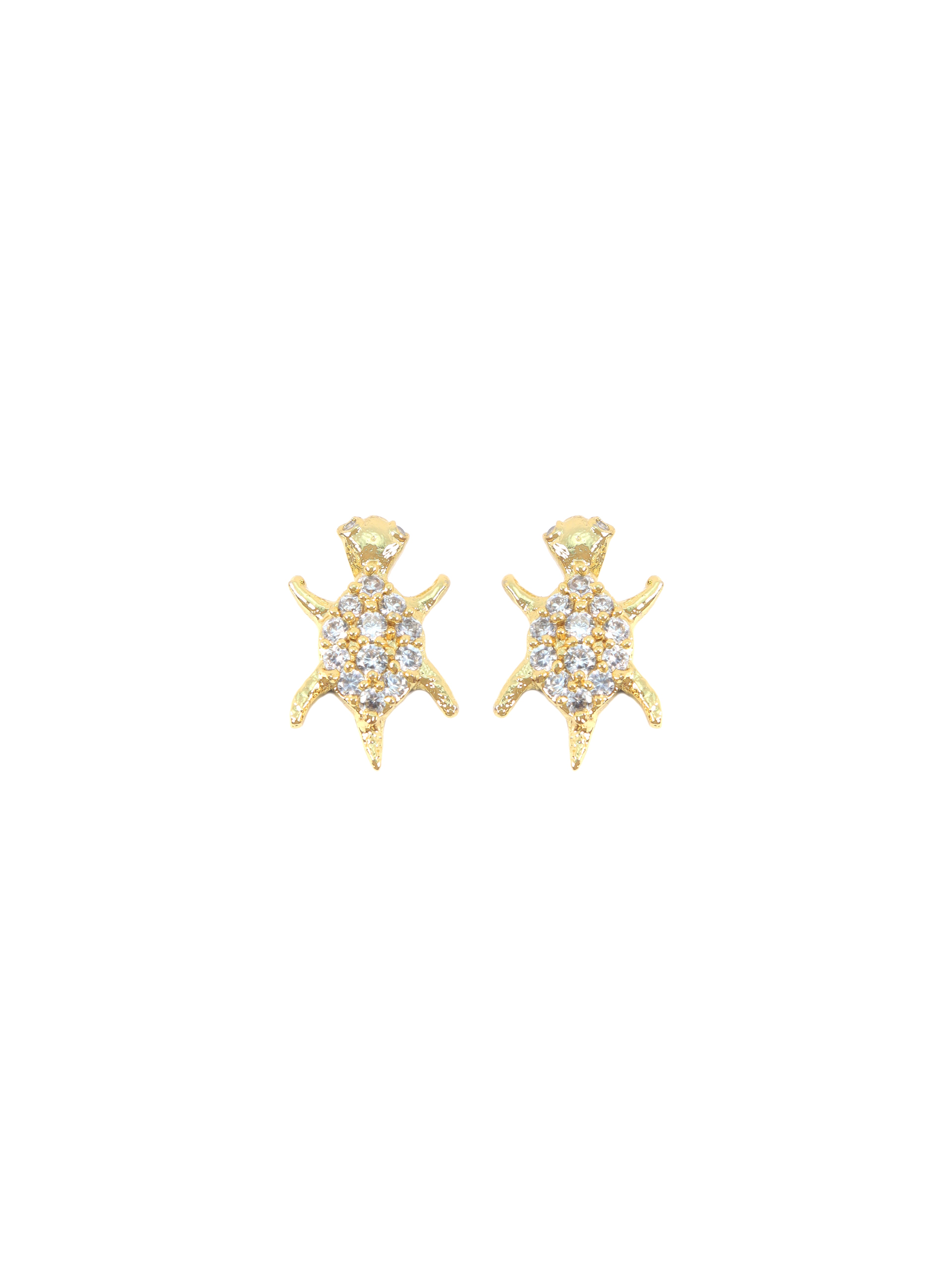City Girl Cubic Zirconia 24CT Gold Plated Copper Minimalist Turtle Pendant Set With Mathcing Earrings For Women and Girls.(AD LK SET 008)