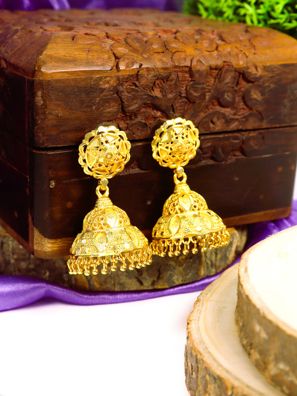 Cirl Girl 24ct Gold Plated Anti Tarnish Traditional Copper Jhumka Earrings For Women And Girls.(JHUMKA 28)