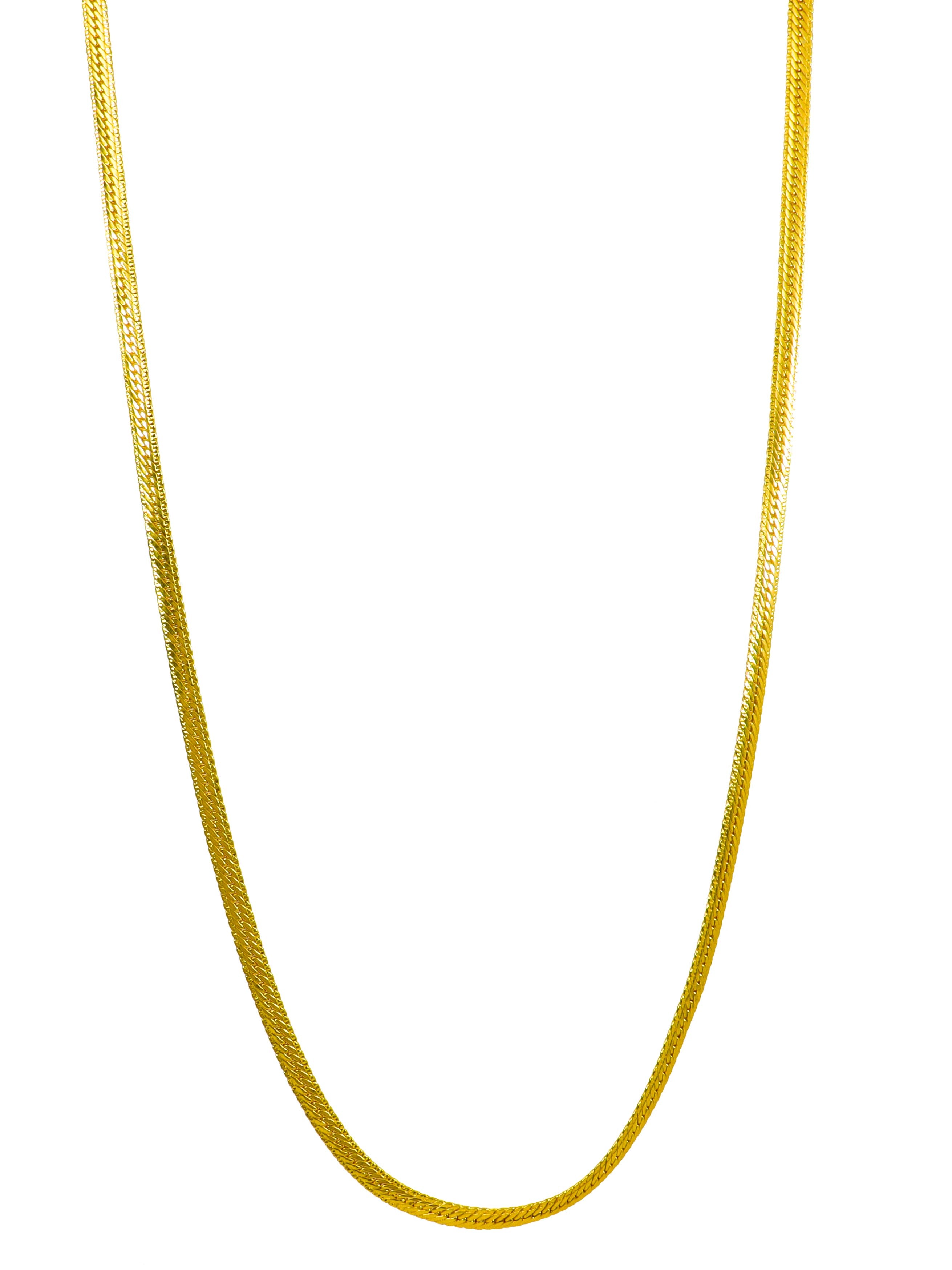 City Girl Premium Gold Plated Flat Cuban Chain for Men | 24 Inch (61 cm) Length | 5 mm Width | Durable Fashion Necklace Chain for Men & Boys | Gold Tone Statement Jewellery
