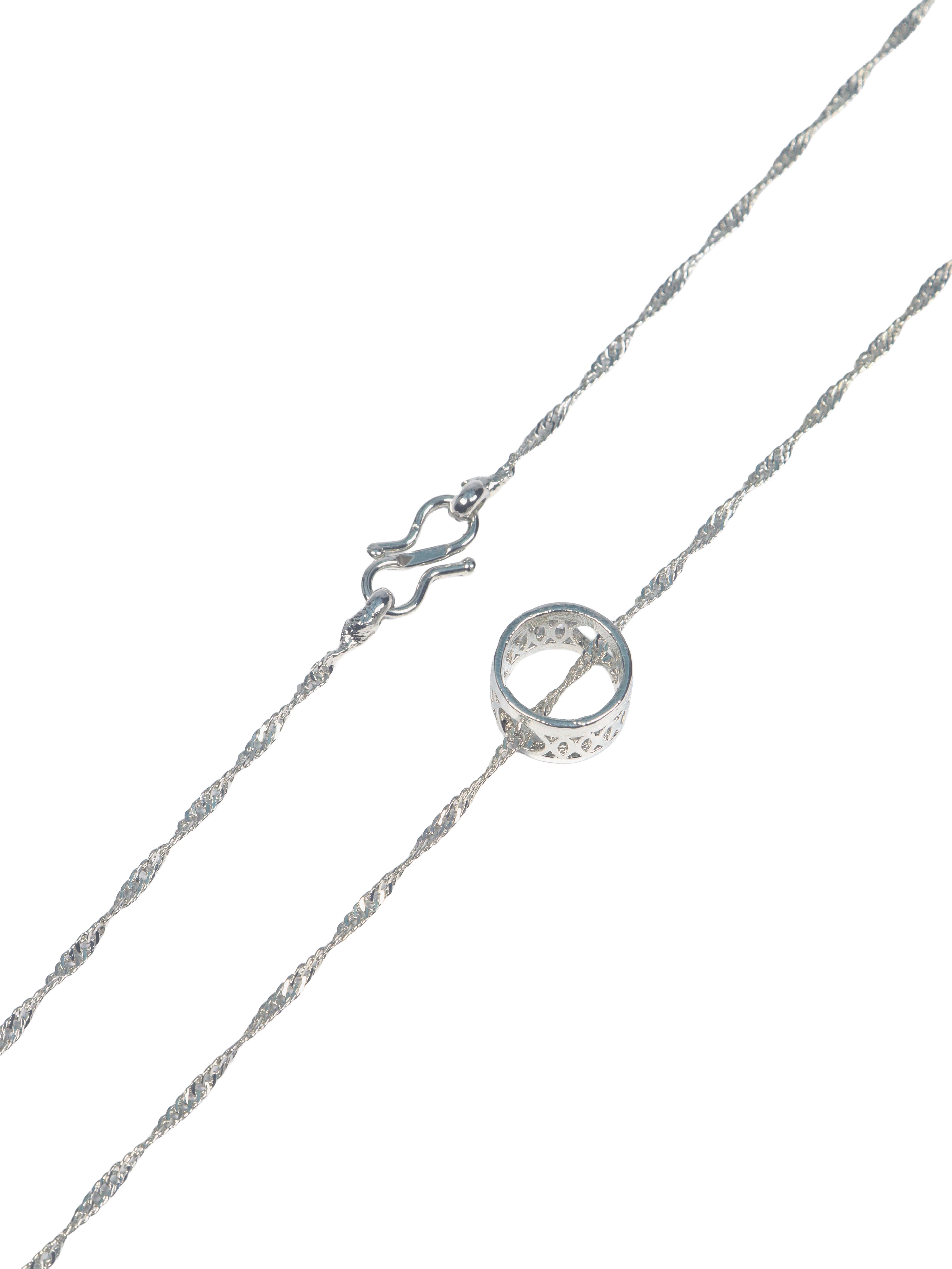 City Girl Rhodium Plated Circular Ring Pendant for Girls | 18 Inch Minimal Necklace | Elegant Daily Wear| Lightweight Minimal Jewellery | Copper Base Metal | Elegant Minimalist Daily Wear Jewellery | Hypoallergenic & Nickel Free
