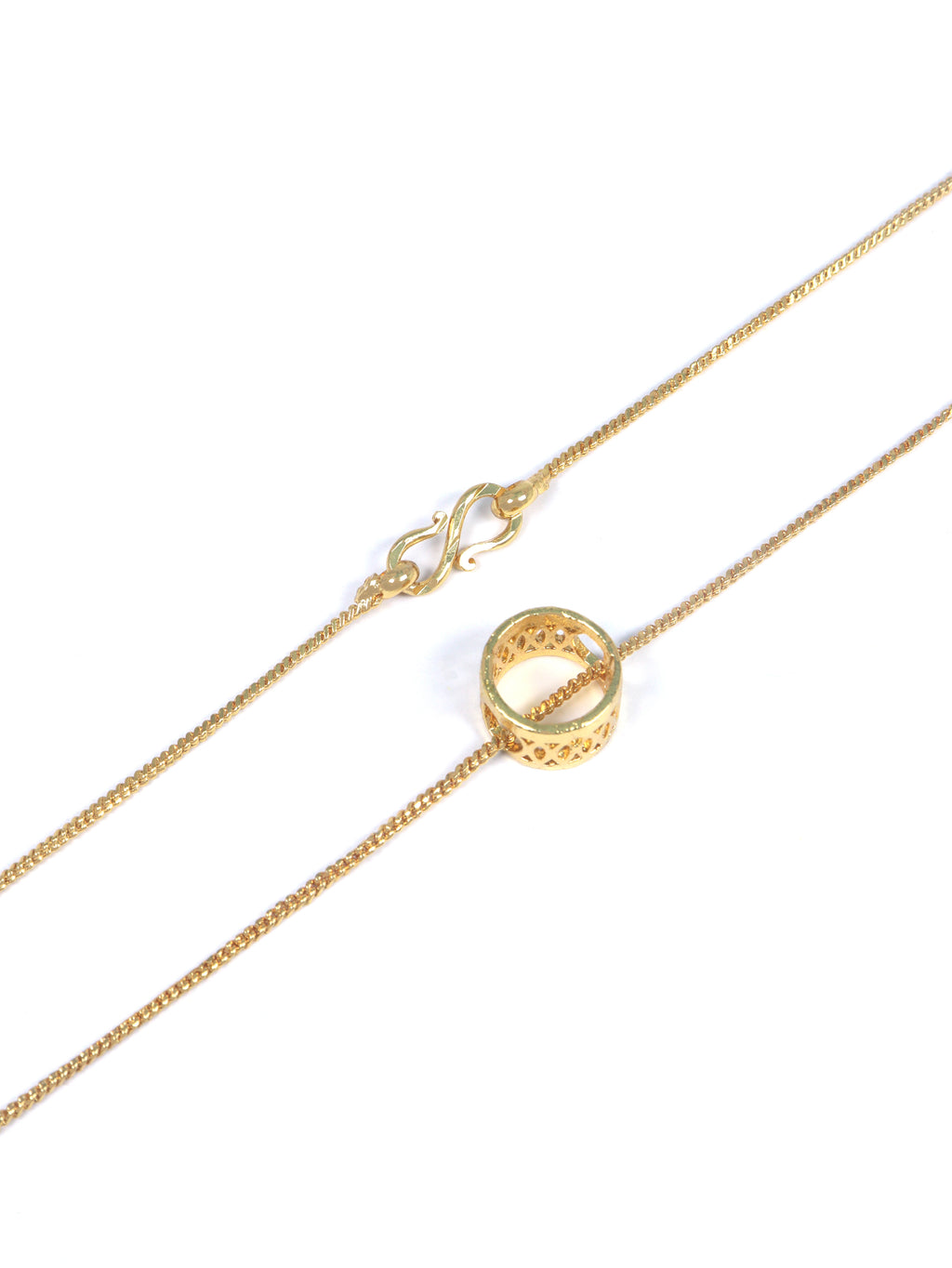 City Girl 18 Ct Gold Micro Plated Chain with  Circular Ring Pendant for Girls | 18 Inch Minimal Necklace | Lightweight Elegant Daily Wear| 18 Ct Finish|Copper Base Metal | Minimalist Everyday Wear Gold Necklace