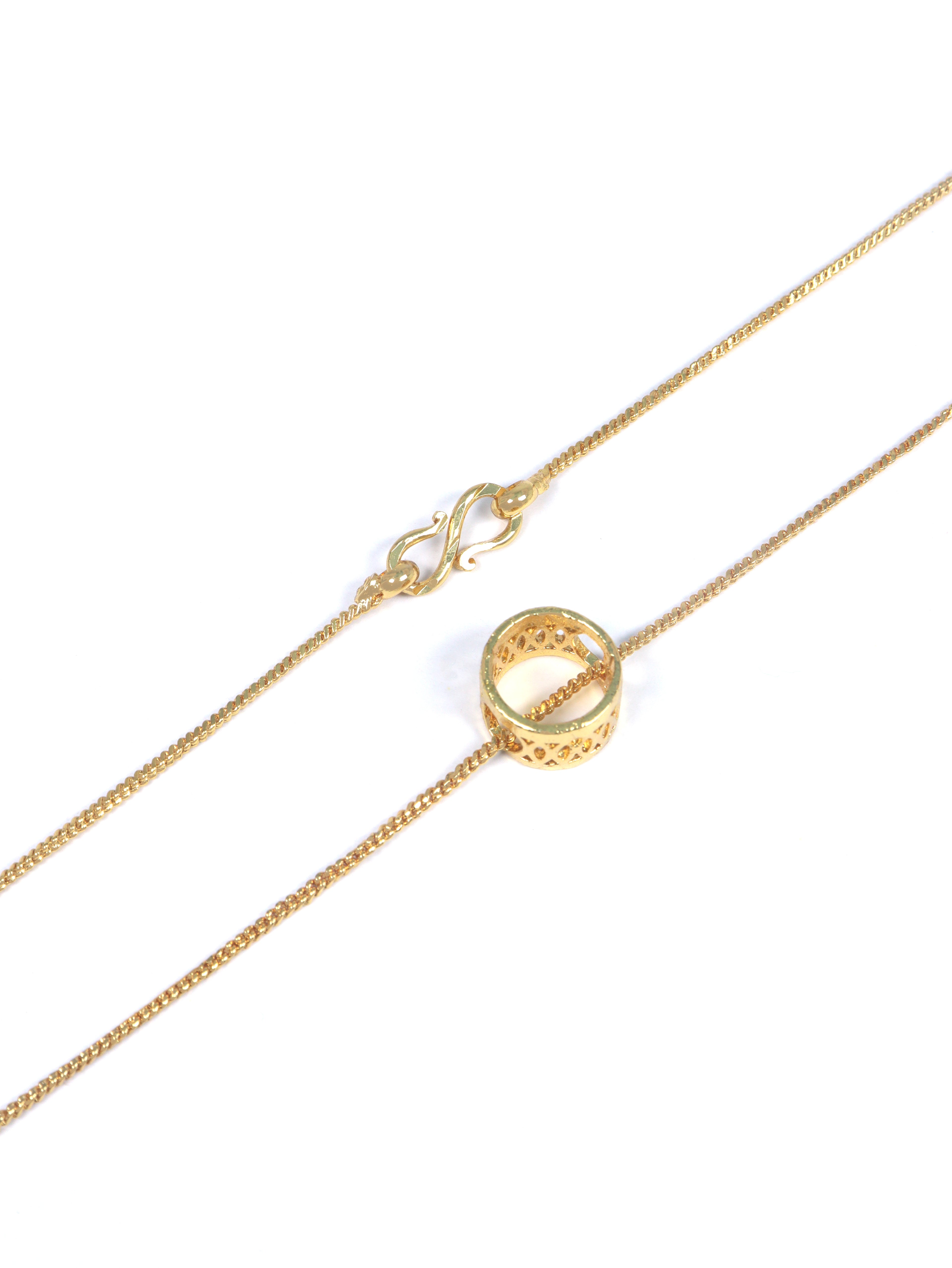 City Girl 18 Ct Gold Micro Plated Chain with  Circular Ring Pendant for Girls | 18 Inch Minimal Necklace | Lightweight Elegant Daily Wear| 18 Ct Finish|Copper Base Metal | Minimalist Everyday Wear Gold Necklace
