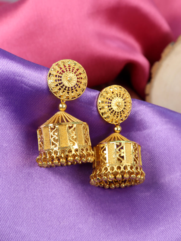 Cirl Girl 24ct Gold Plated Anti Tarnish Traditional Copper Jhumka Earrings For Women And Girls.(JHUMKA 27)