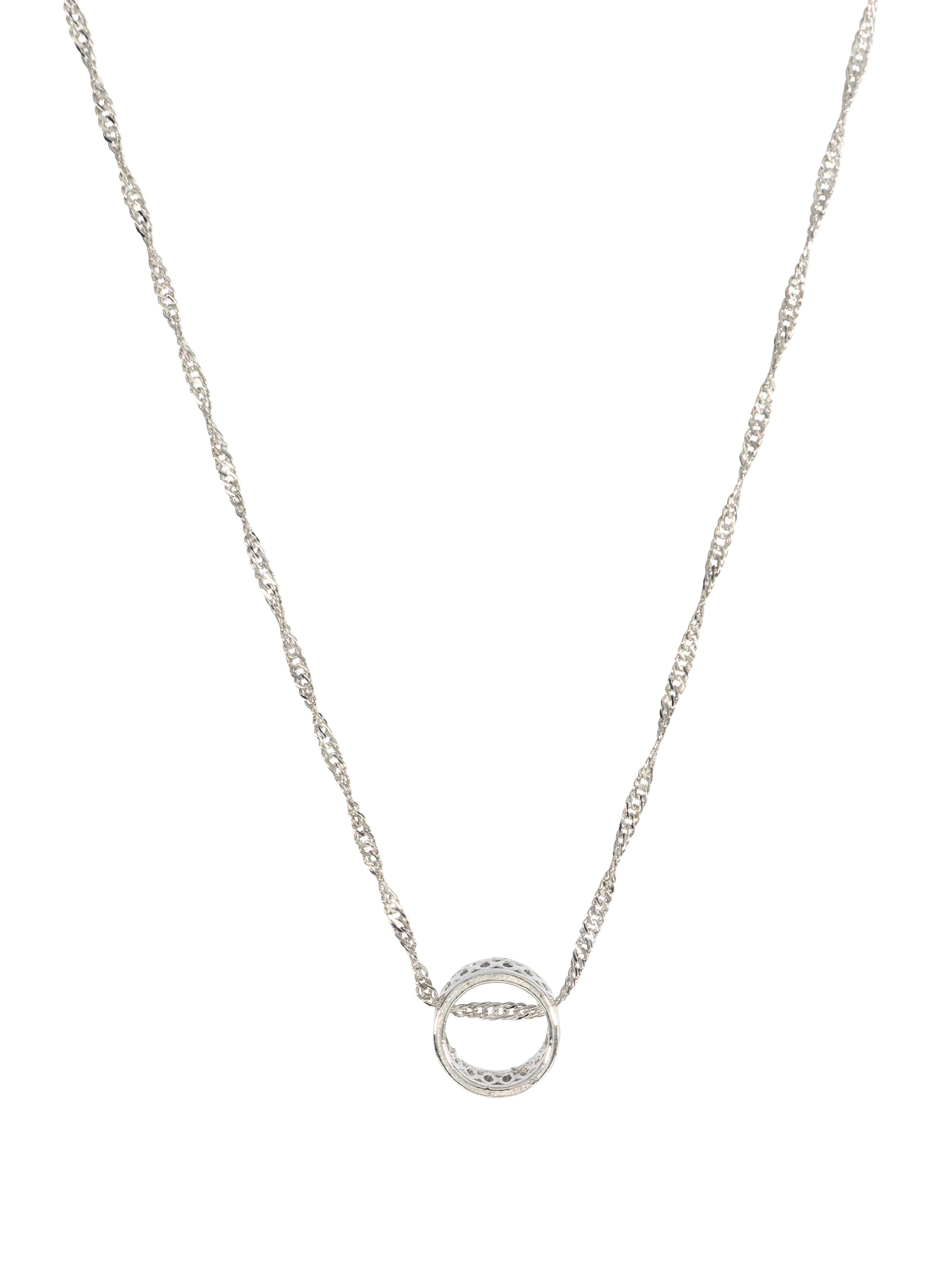 City Girl Rhodium Plated Circular Ring Pendant for Girls | 18 Inch Minimal Necklace | Elegant Daily Wear| Lightweight Minimal Jewellery | Copper Base Metal | Elegant Minimalist Daily Wear Jewellery | Hypoallergenic & Nickel Free