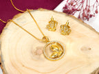 City Girl Cubic Zirconia 24CT Gold Plated Copper Minimalist Butterfly Pendant Set Set with Mathcing Earrings For Women and Girls.(AD LK SET 002)