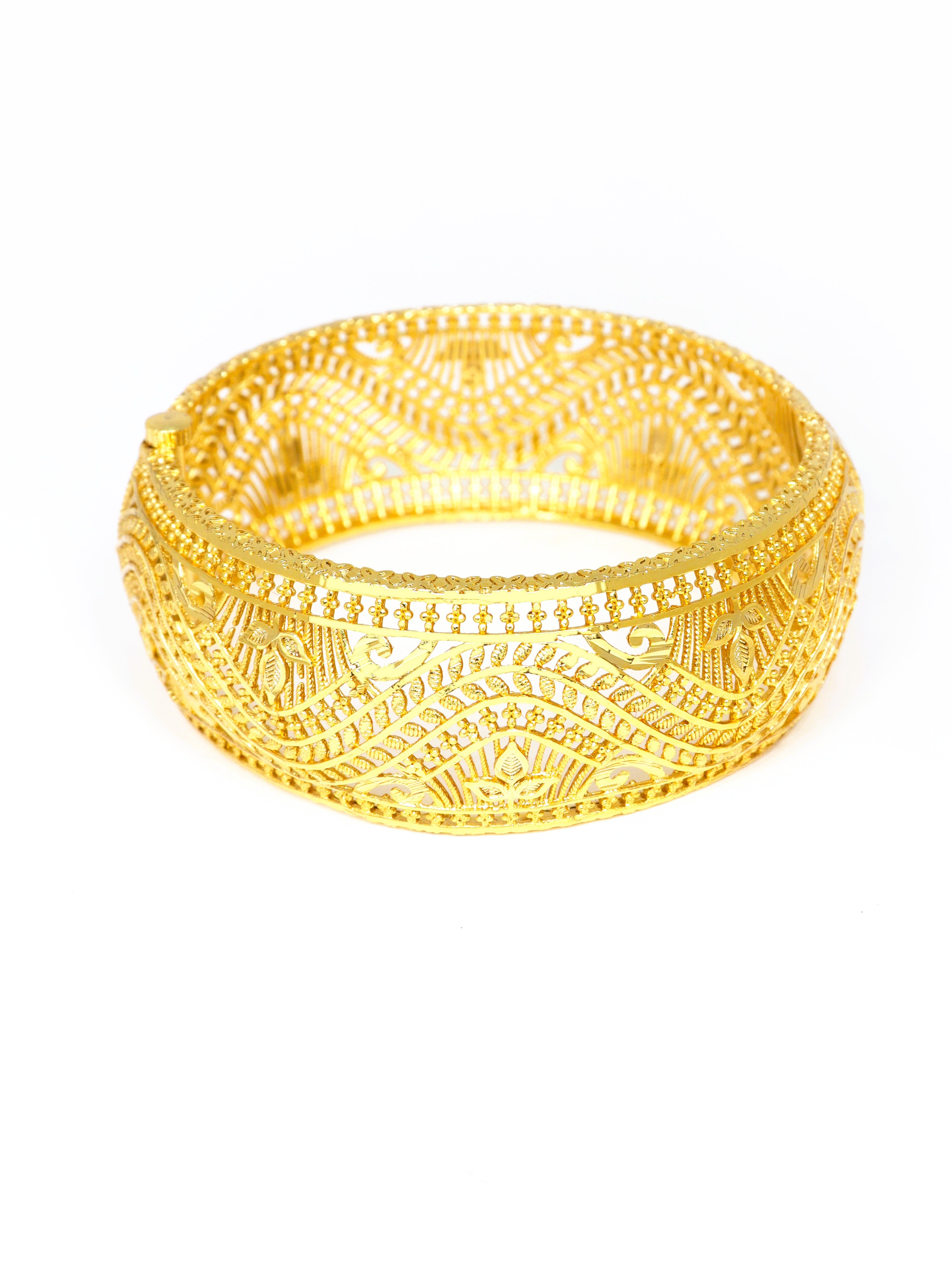 City Girl Traditional Handcrafted Anti Tarnish 24ct Gold Plated Copper Bangle KADA with Screw For Women and Girls. (1 pcs) (CH 003)