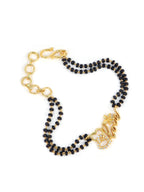 City Girl 24ct Gold Plated Copper Minimalistic Hand Mangalsutra Bracelet With Cubic Zirconia Stones For Girls and Women(HAND MS 002)