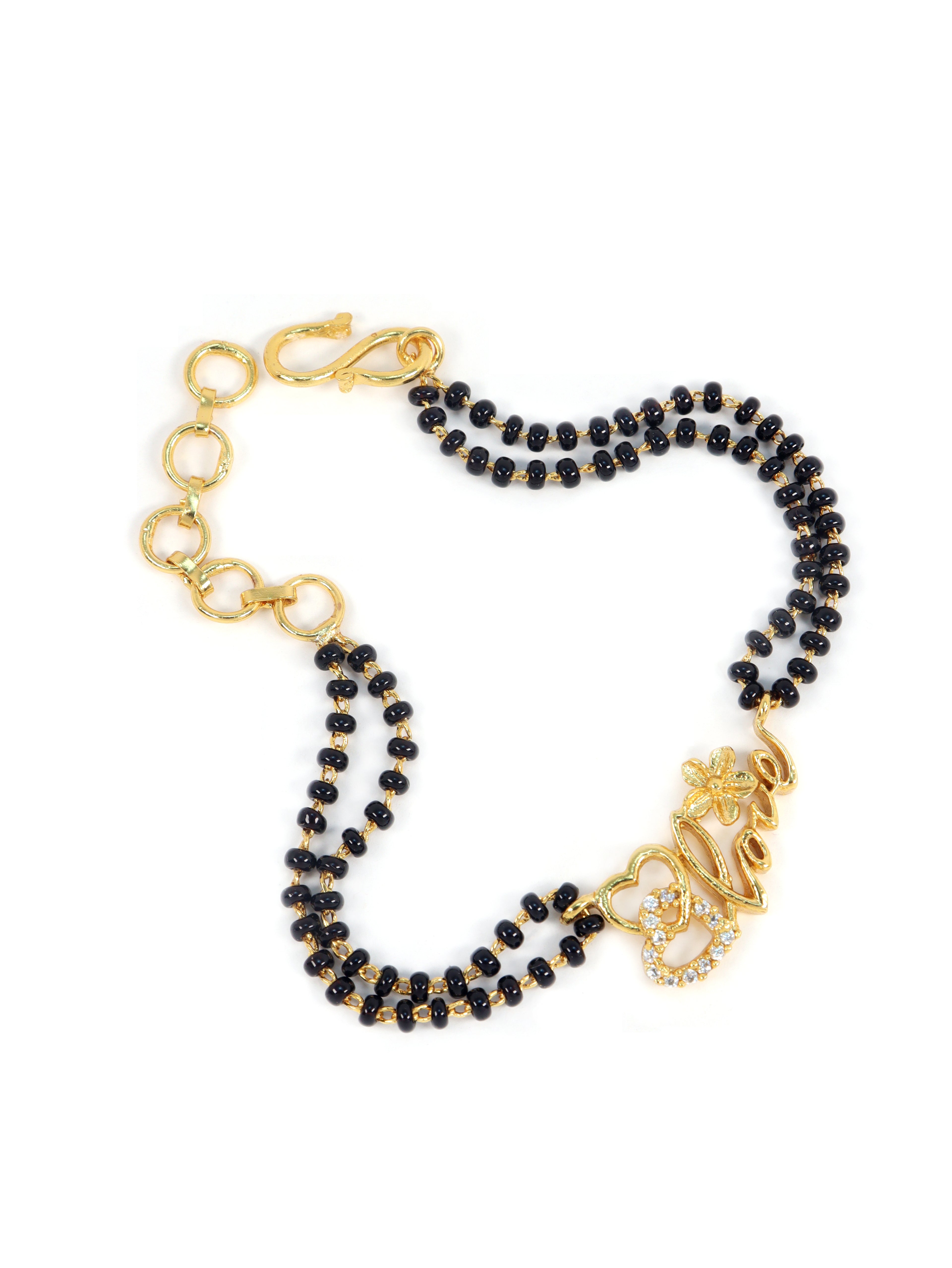 City Girl 24ct Gold Plated Copper Minimalistic Hand Mangalsutra Bracelet With Cubic Zirconia Stones For Girls and Women(HAND MS 002)