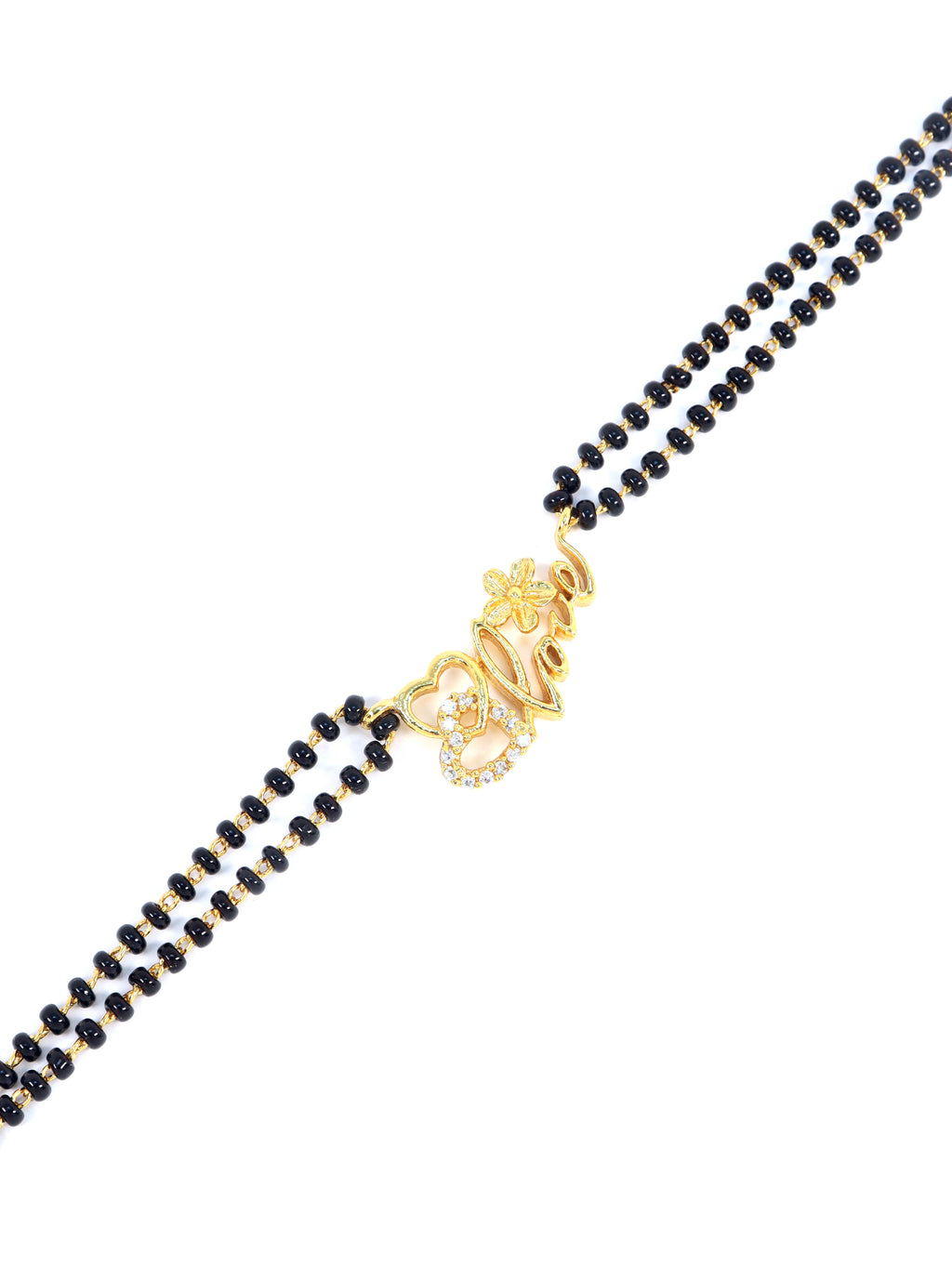 City Girl 24ct Gold Plated Copper Minimalistic Hand Mangalsutra Bracelet With Cubic Zirconia Stones For Girls and Women(HAND MS 002)