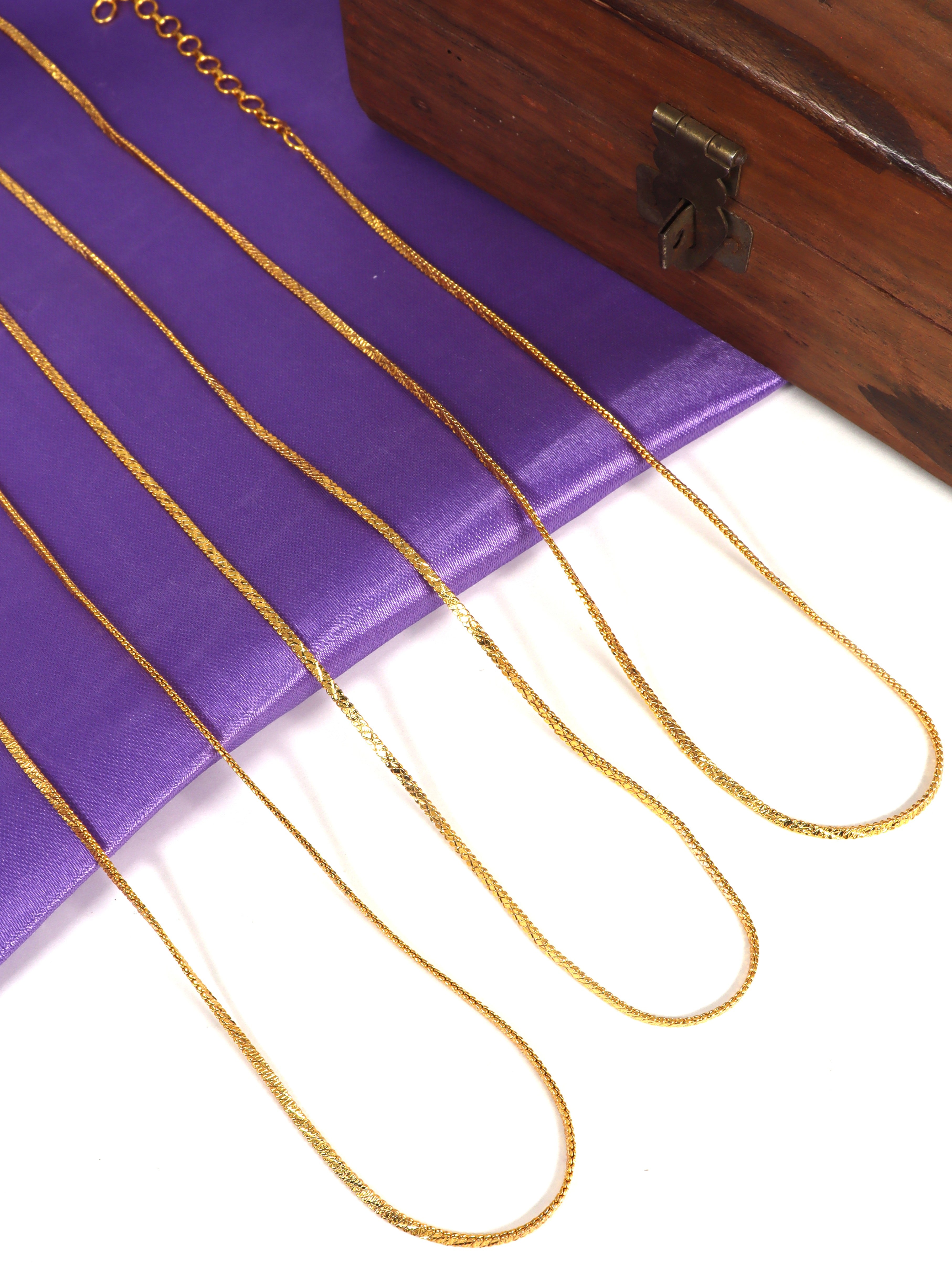 City Girl Pack of 3 Gold Plated Necklace Chains for Women & Girls | 18 Inch Chain Set | Lightweight Daily Wear Jewellery | Elegant Minimalist Fashion Chains | Gold Tone Necklace Combo