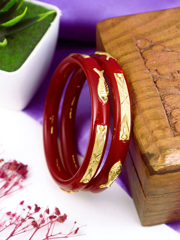 City Girl Bengali 24ct Gold Plated Acrylic Pola Kada Bangle Set For Girls and Women. (2 Pc) (LB 470)