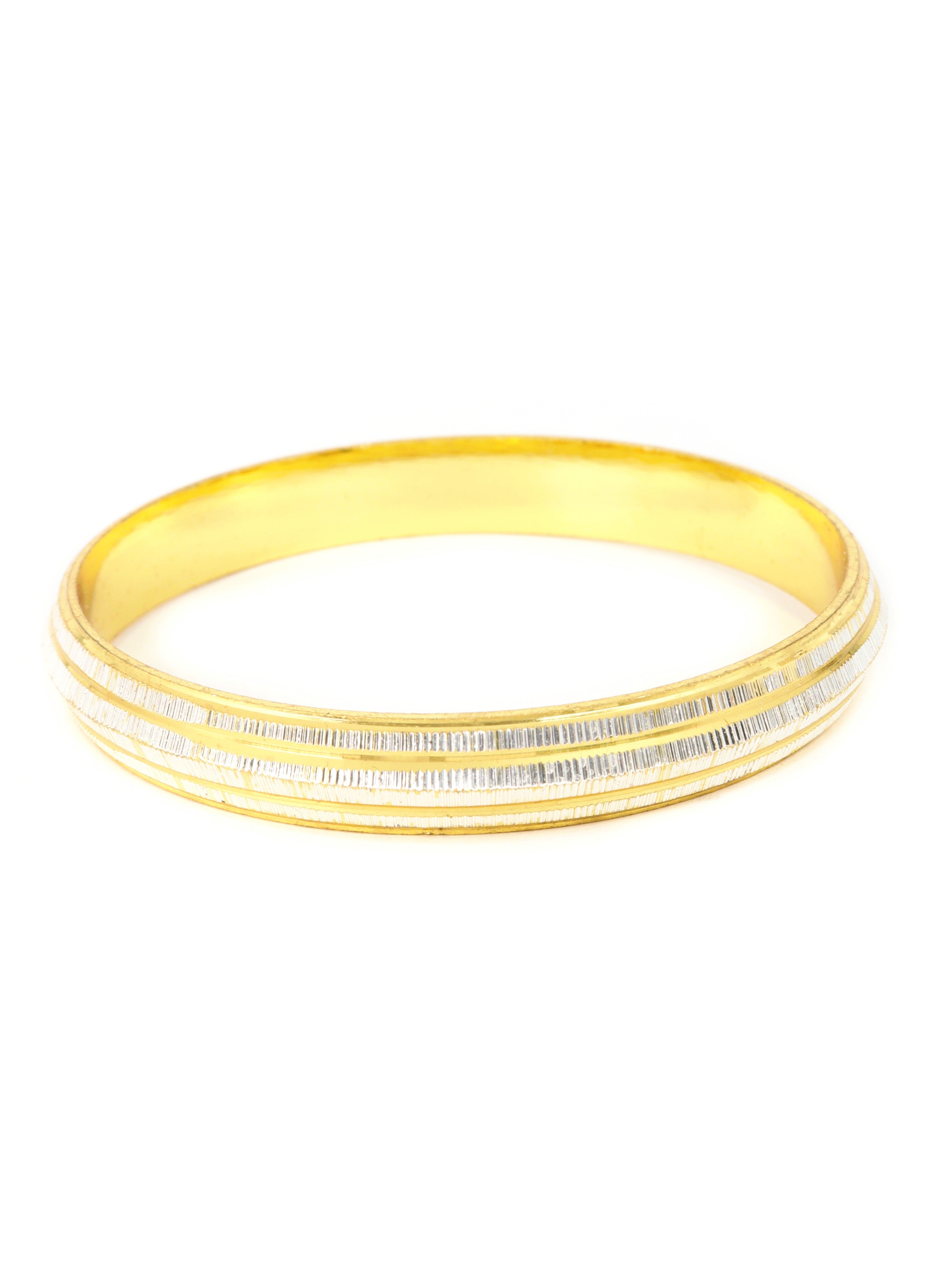 City Girl 24ct Gold And Rhodium Plated Anti Tarnish Iron Kada Bangle Bracelet for Men and Boys. (1 Pc) (KADA 112)