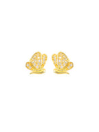 City Girl Cubic Zirconia 24CT Gold Plated Copper Minimalist Butterfly Pendant Set Set with Mathcing Earrings For Women and Girls.(AD LK SET 002)