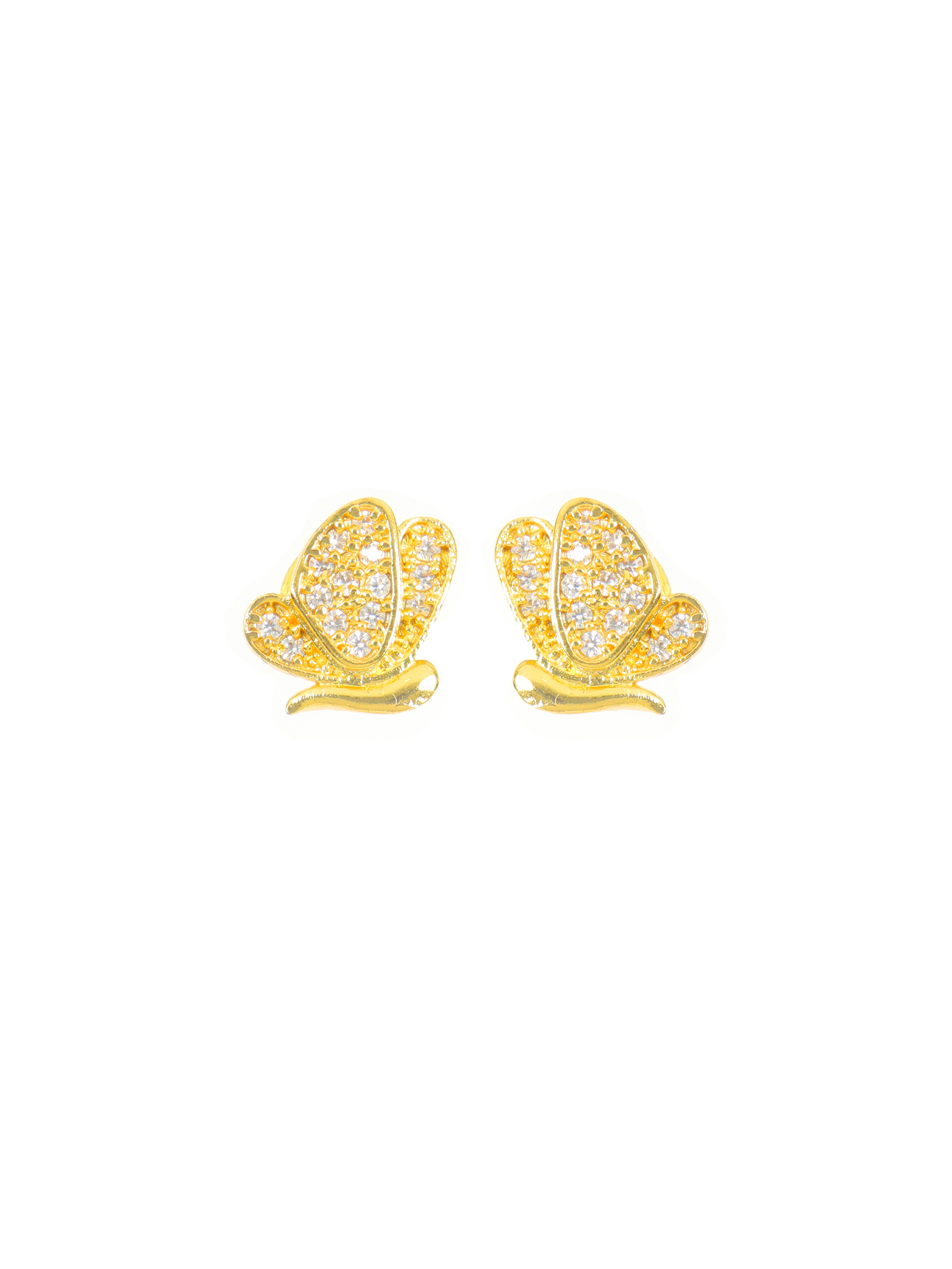 City Girl Cubic Zirconia 24CT Gold Plated Copper Minimalist Butterfly Pendant Set Set with Mathcing Earrings For Women and Girls.(AD LK SET 002)