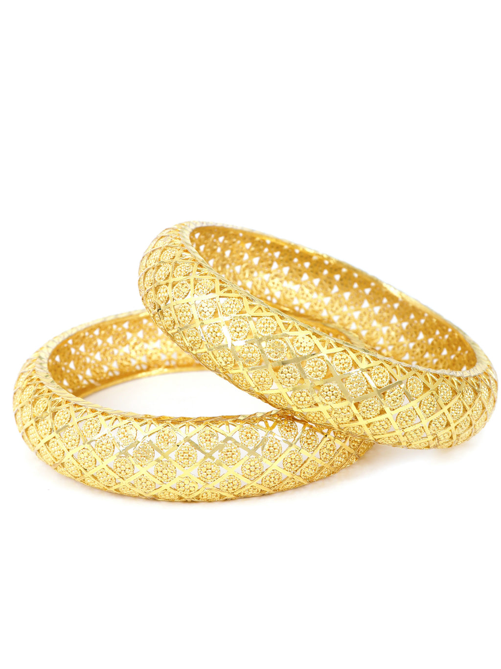 City Girl Traditional Handcrafted Anti Tarnish 24ct Gold Plated Copper Bangle KADA Set For Women and Girls. (2 pcs) (SP 2041)