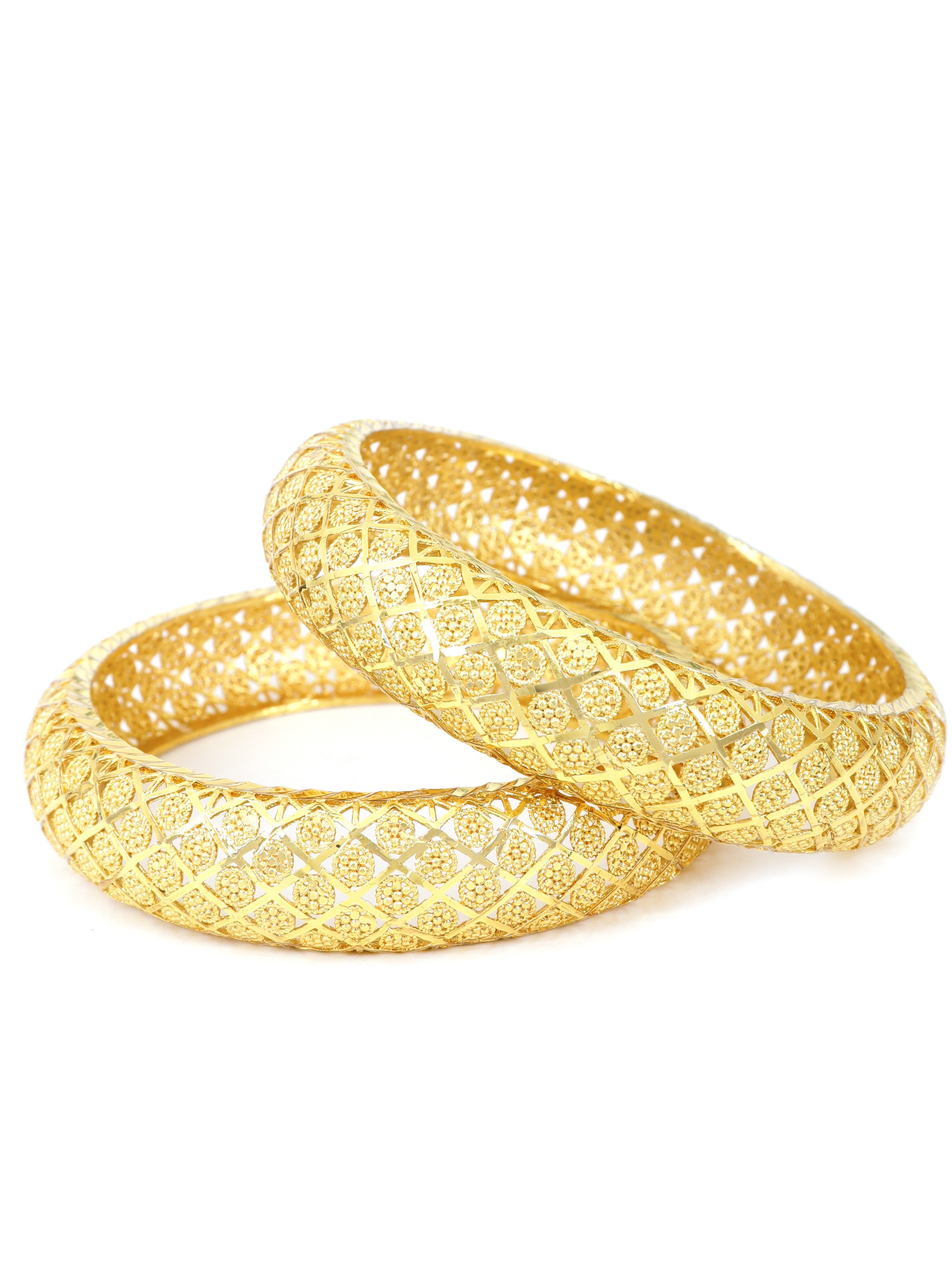 City Girl Traditional Handcrafted Anti Tarnish 24ct Gold Plated Copper Bangle KADA Set For Women and Girls. (2 pcs) (SP 2041)