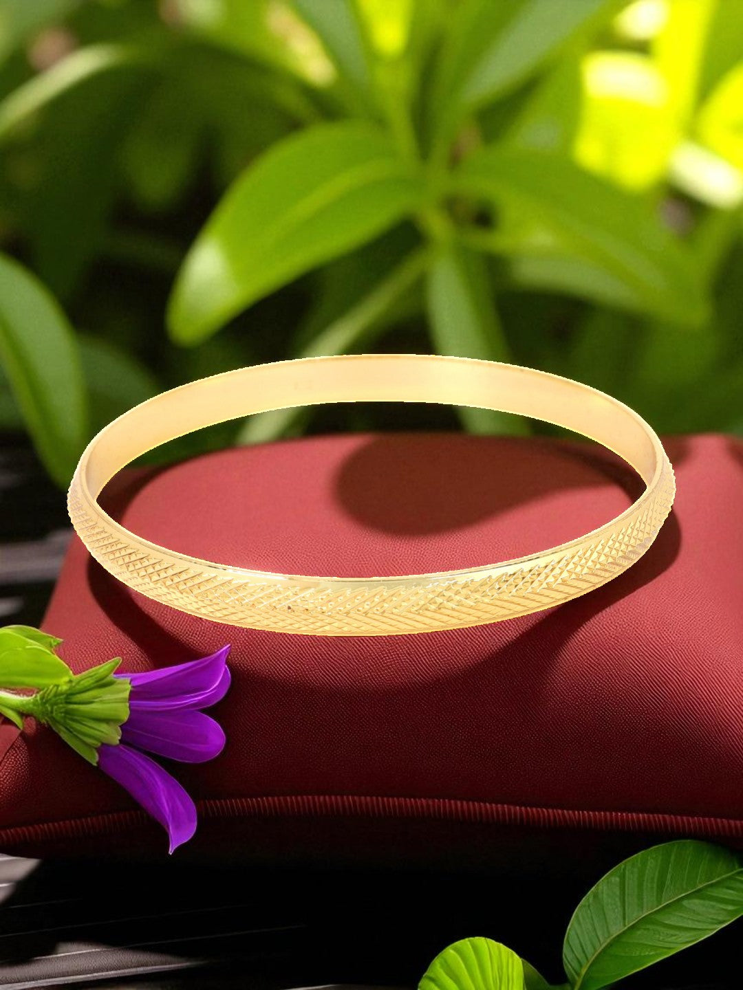 City Girl 24ct Gold Plated Anti Tarnish Iron Kada Bangle Bracelet for Men and Boys. (1 Pc) (KADA 108)