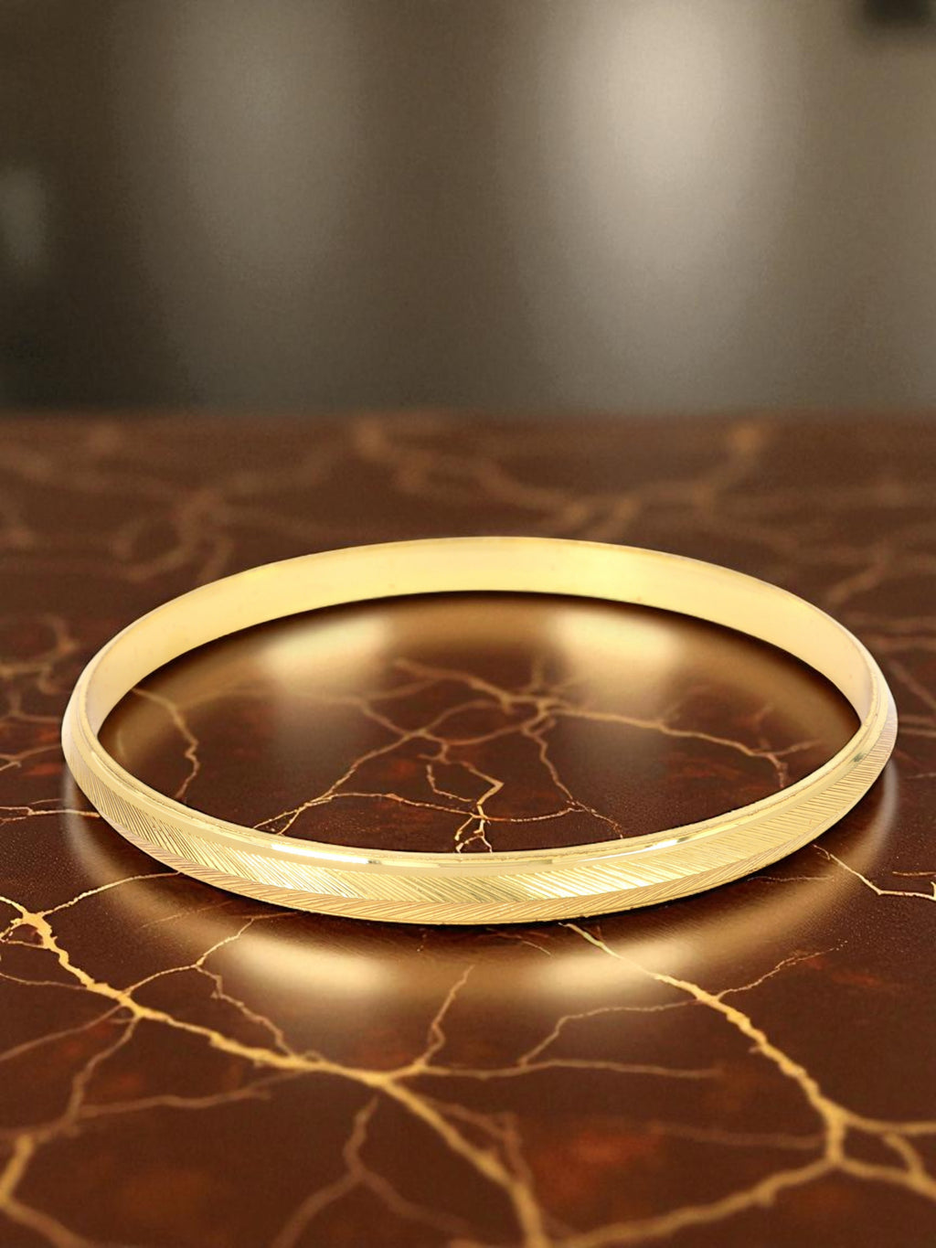 City Girl 24ct Gold Plated Anti Tarnish Iron Kada Bangle Bracelet for Men and Boys. (1 Pc) (KADA 105)