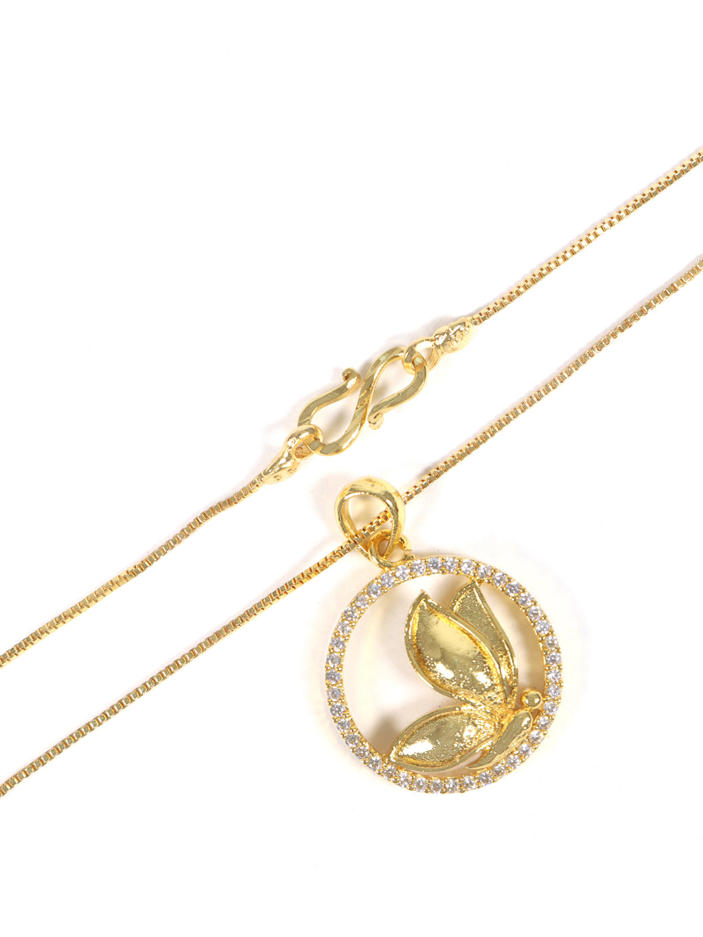 City Girl Cubic Zirconia 24CT Gold Plated Copper Minimalist Butterfly Pendant Set Set with Mathcing Earrings For Women and Girls.(AD LK SET 002)
