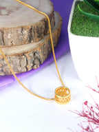 City Girl 18 Ct Gold Micro Plated Chain with  Circular Ring Pendant for Girls | 18 Inch Minimal Necklace | Lightweight Elegant Daily Wear| 18 Ct Finish|Copper Base Metal | Minimalist Everyday Wear Gold Necklace