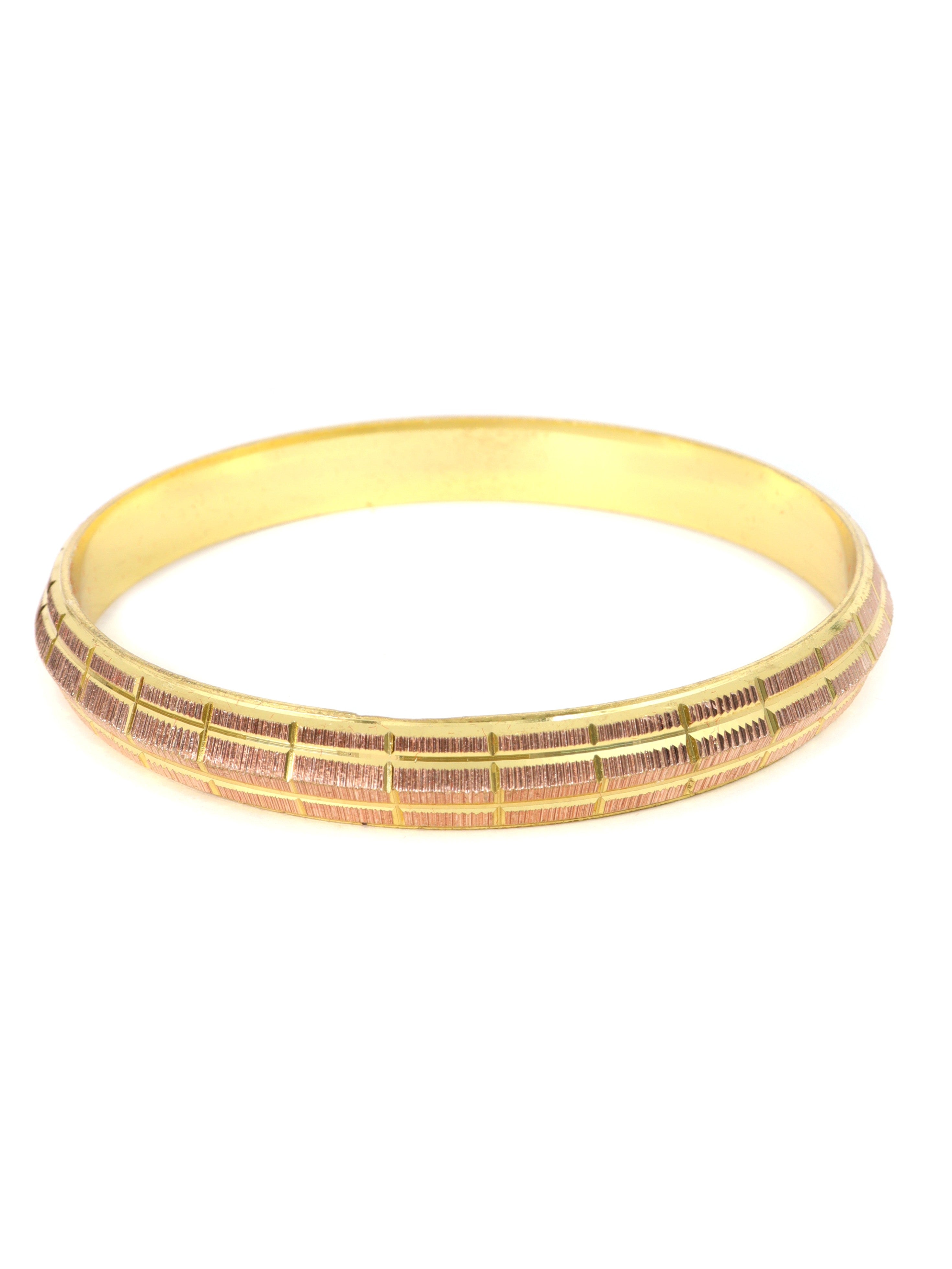 City Girl 24ct Rose Gold and Gold Plated Anti Tarnish Iron Kada Bangle Bracelet for Men and Boys. (1 Pc) (KADA 120)