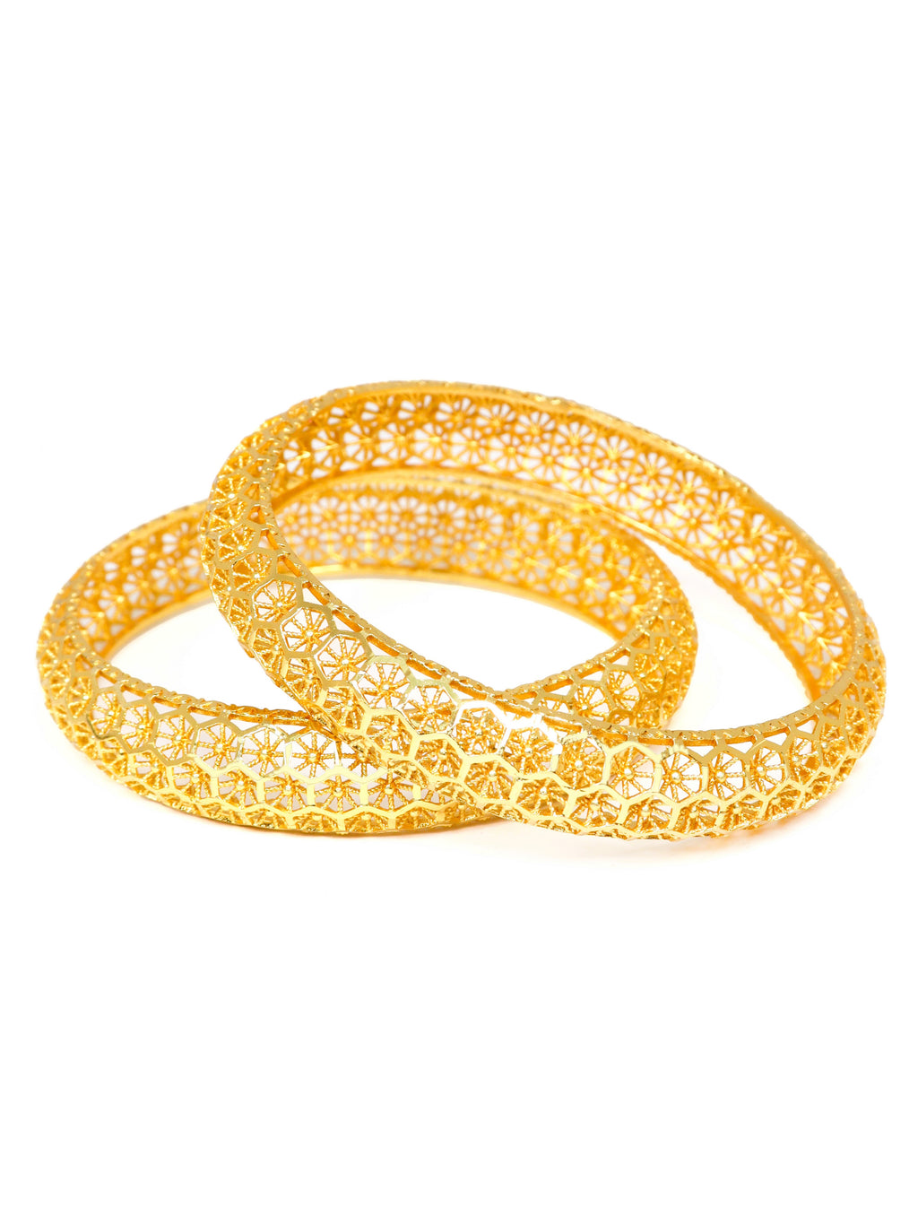City Girl Traditional Handcrafted Anti Tarnish 24ct Gold Plated Copper Bangle KADA Set For Women and Girls. (2 pcs) (SP 2042)
