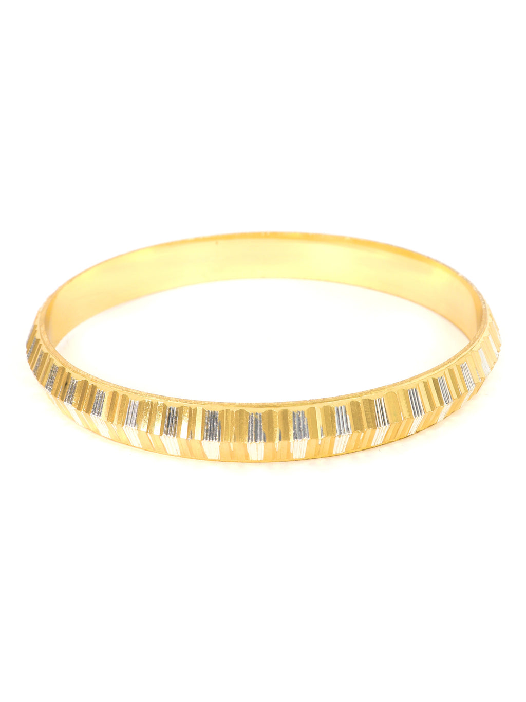 City Girl 24ct Gold And Rhodium Plated Anti Tarnish Iron Kada Bangle Bracelet for Men and Boys. (1 Pc) (KADA 121)