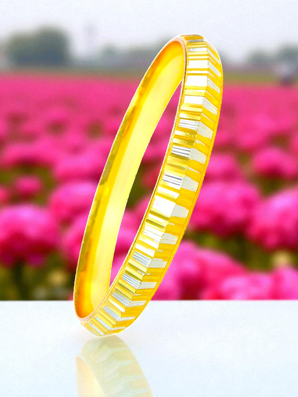 City Girl 24ct Gold And Rhodium Plated Anti Tarnish Iron Kada Bangle Bracelet for Men and Boys. (1 Pc) (KADA 121)