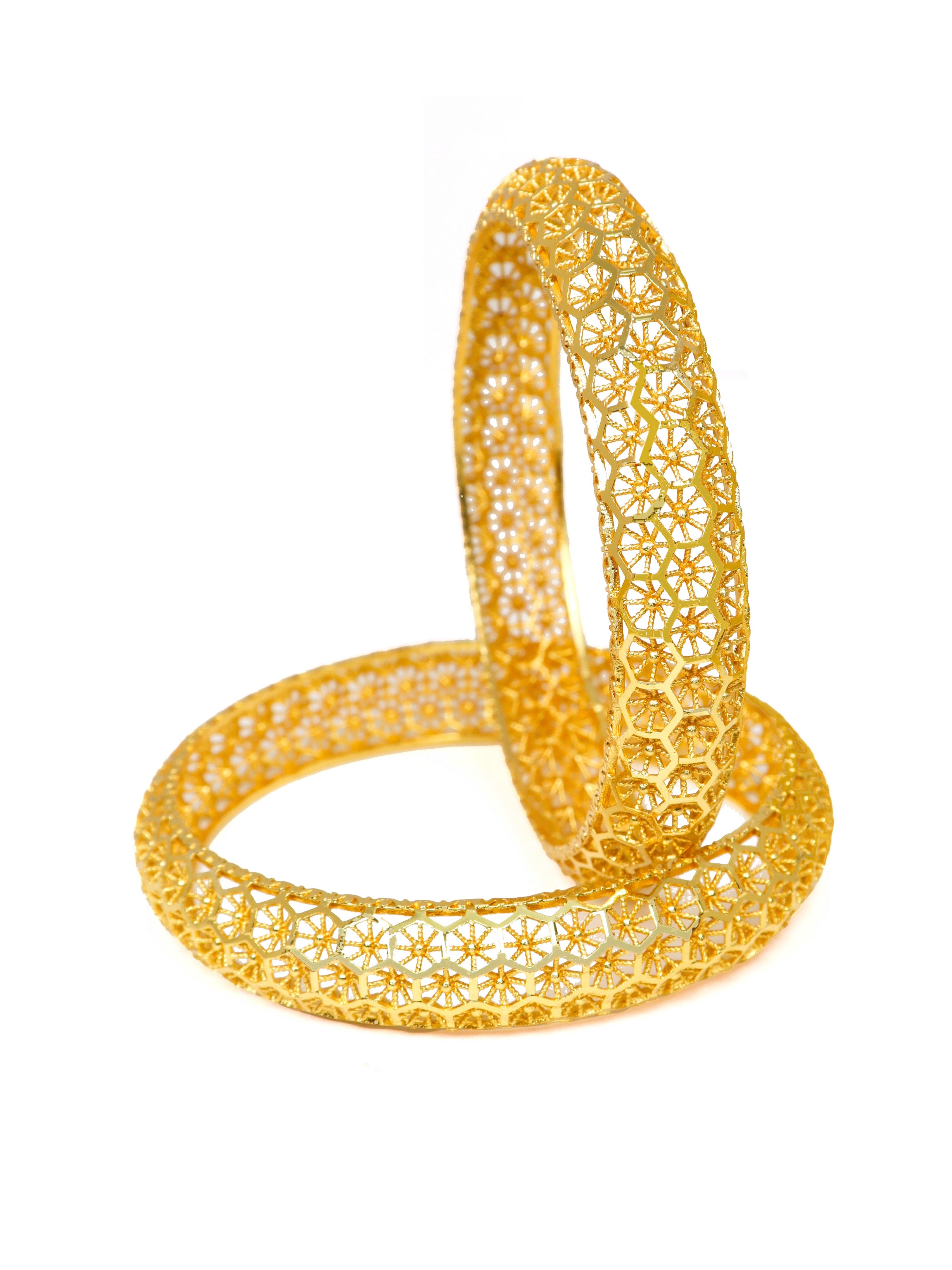 City Girl Traditional Handcrafted Anti Tarnish 24ct Gold Plated Copper Bangle KADA Set For Women and Girls. (2 pcs) (SP 2042)