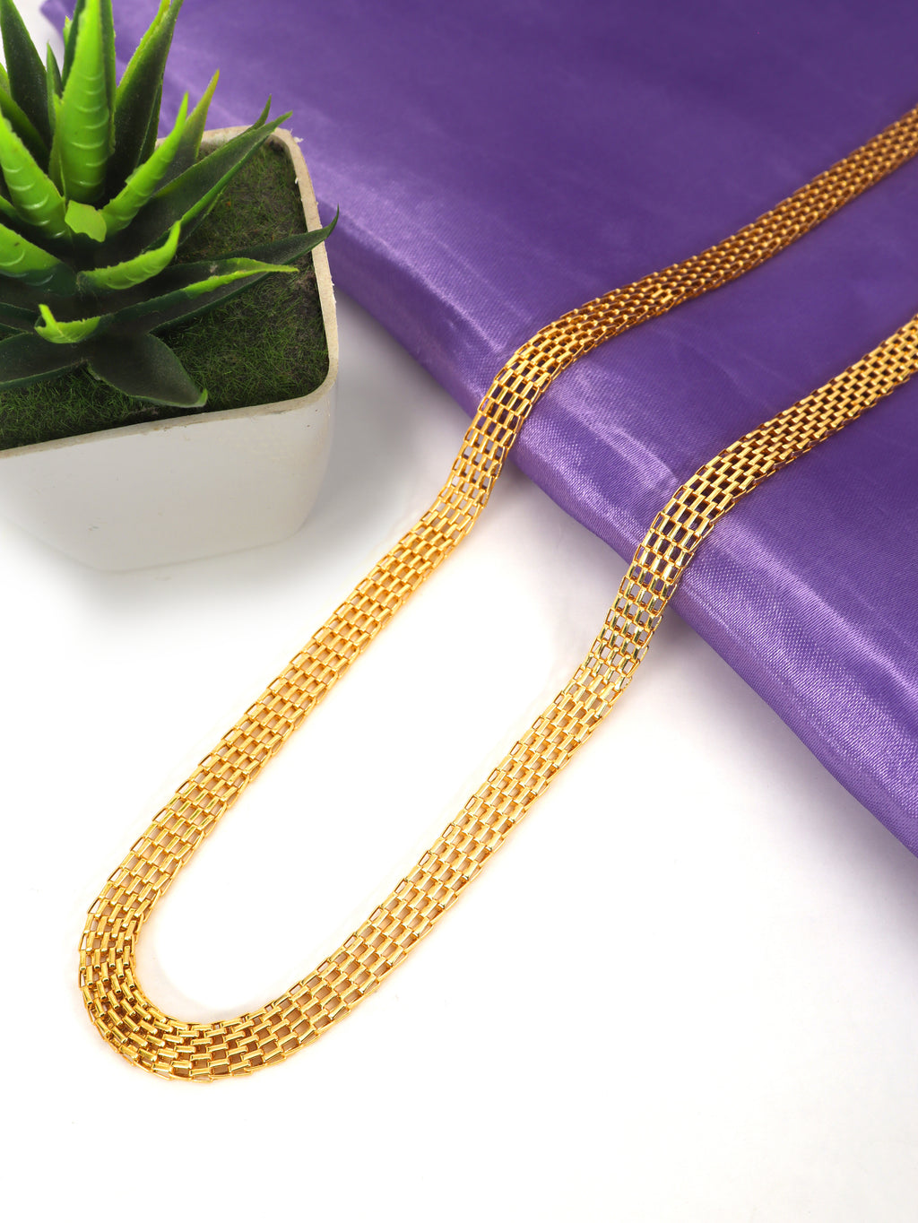 City Girl Jewellery Gold Plated Chain for Men & Women | 24 Inch Brass Chain Necklace with S Hook Lock | Stylish Western & Fusion Wear Jewellery for Daily Wear