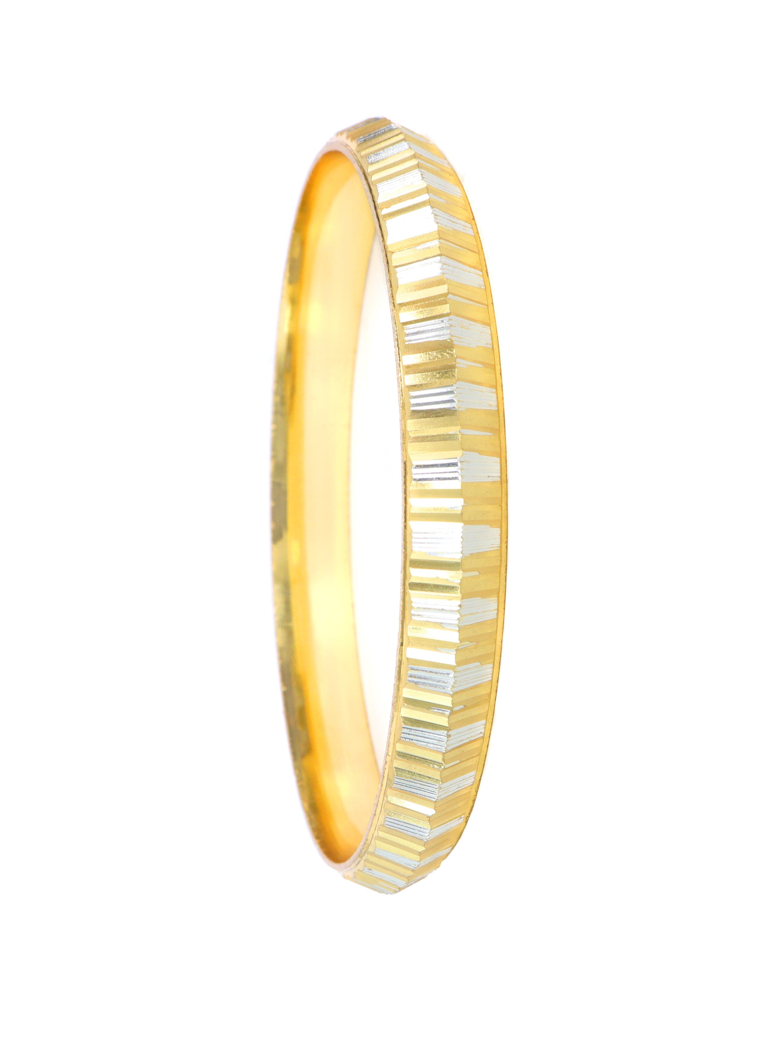 City Girl 24ct Gold And Rhodium Plated Anti Tarnish Iron Kada Bangle Bracelet for Men and Boys. (1 Pc) (KADA 121)